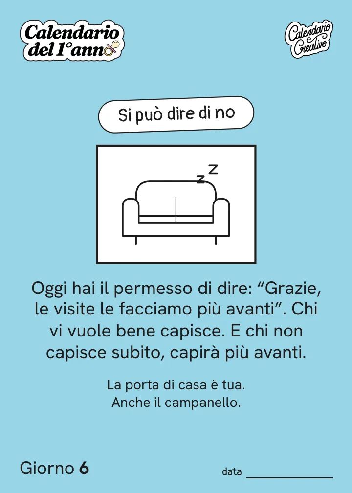 Foglio del Giorno 6 del Calendario del Primo Anno: Si può dire di no