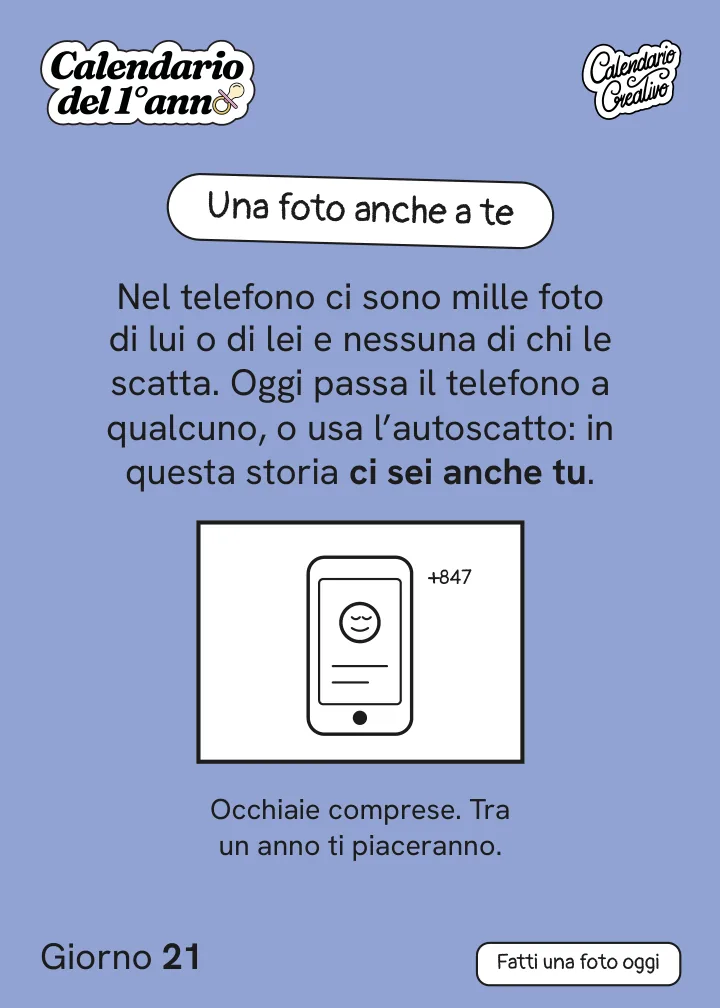Foglio del Giorno 21 del Calendario del Primo Anno: Una foto anche a te
