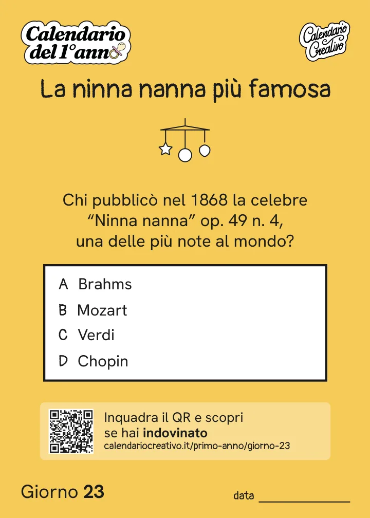 Foglio del Giorno 23 del Calendario del Primo Anno: La ninna nanna più famosa