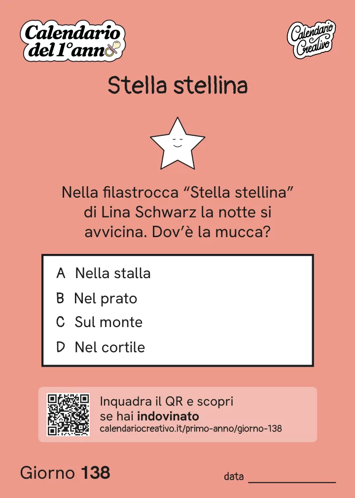 Foglio del Giorno 138 del Calendario del Primo Anno: Stella stellina