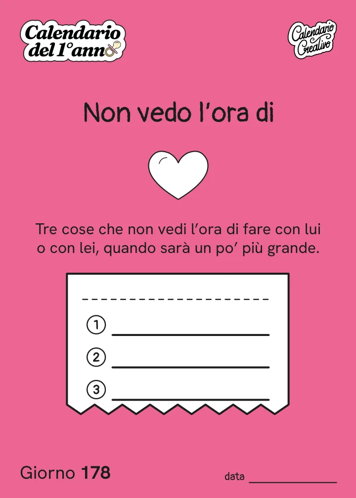 Foglio del Giorno 178 del Calendario del Primo Anno: Non vedo l'ora di