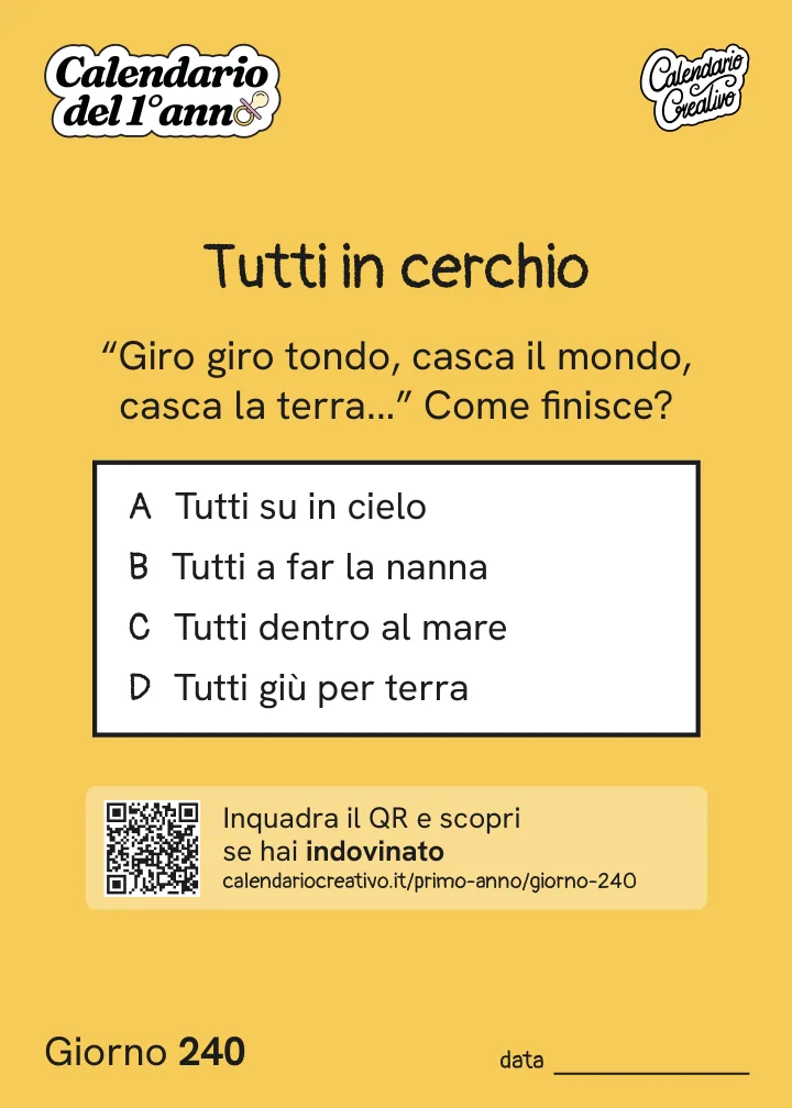 Foglio del Giorno 240 del Calendario del Primo Anno: Tutti in cerchio
