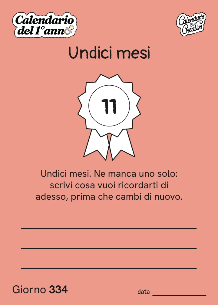 Foglio del Giorno 334 del Calendario del Primo Anno: Undici mesi