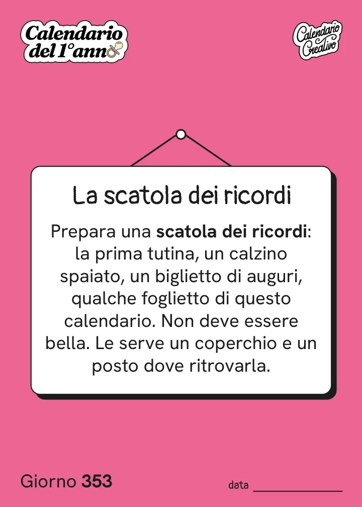 Foglio del Giorno 353 del Calendario del Primo Anno: La scatola dei ricordi