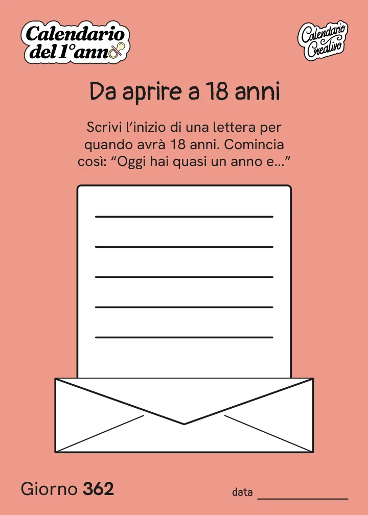 Foglio del Giorno 362 del Calendario del Primo Anno: Da aprire a 18 anni