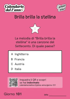 Foglio del Giorno 101 del Calendario del Primo Anno: Brilla brilla la stellina