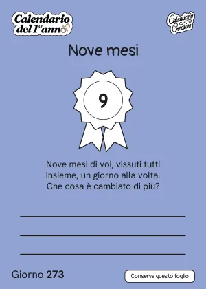 Foglio del Giorno 273 del Calendario del Primo Anno: Nove mesi
