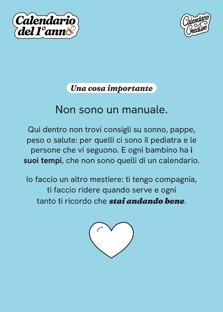 Pagina iniziale del calendario: Non sono un manuale